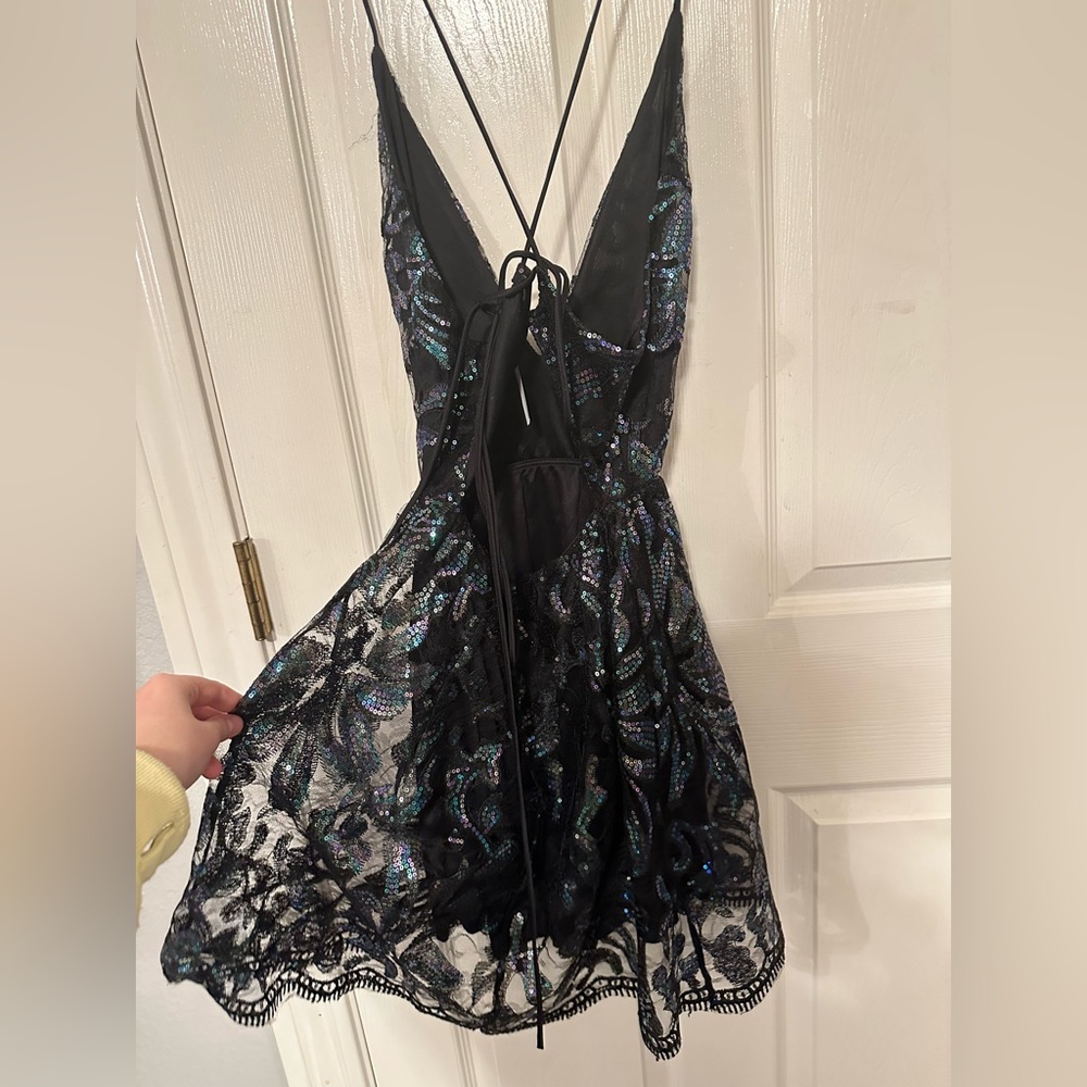 Black party dress with sequin overlay (never worn)